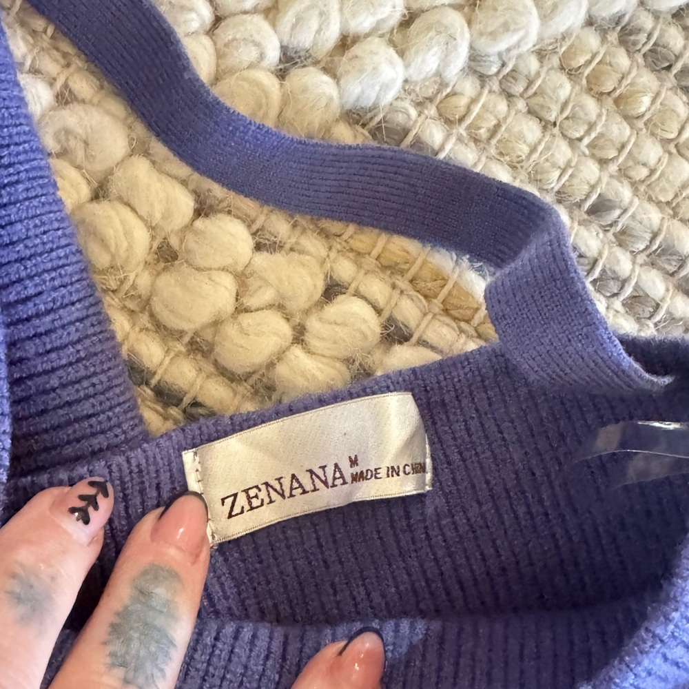 Zenana Off-the-Shoulder Purple Sweater - Picture 2 of 5